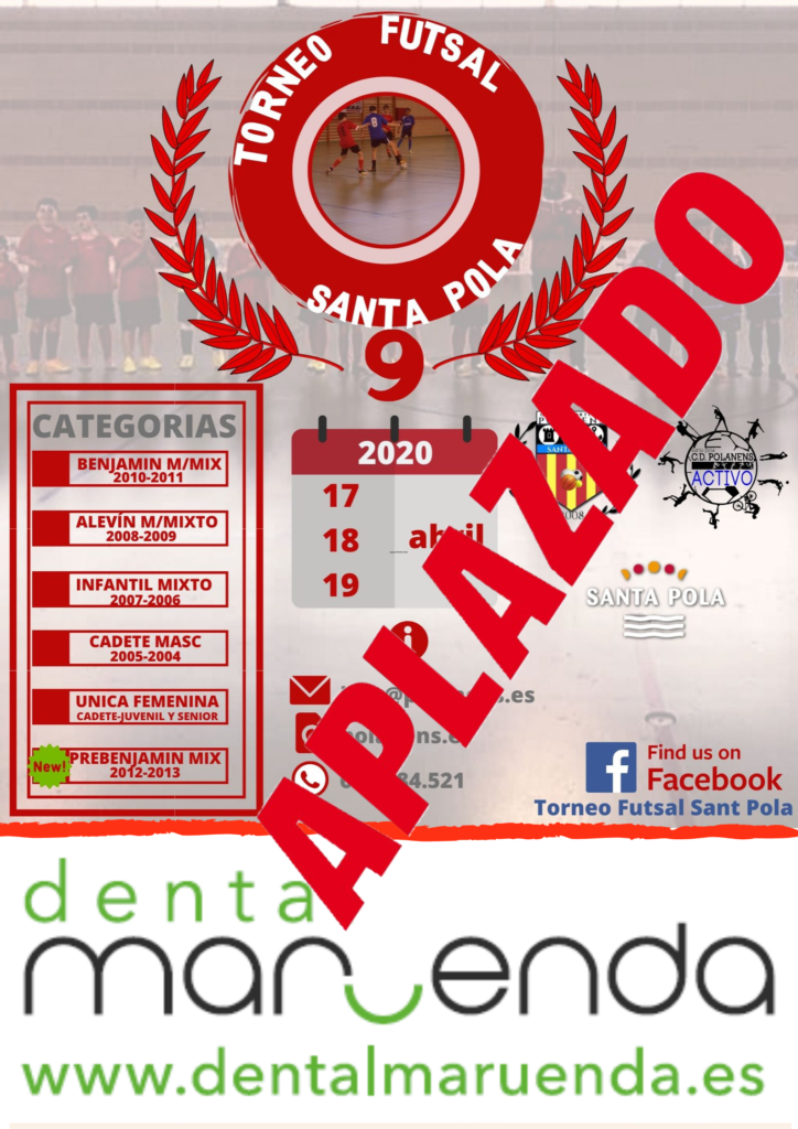 Se APLAZA el 9º Torneo Futsal Santa Pola