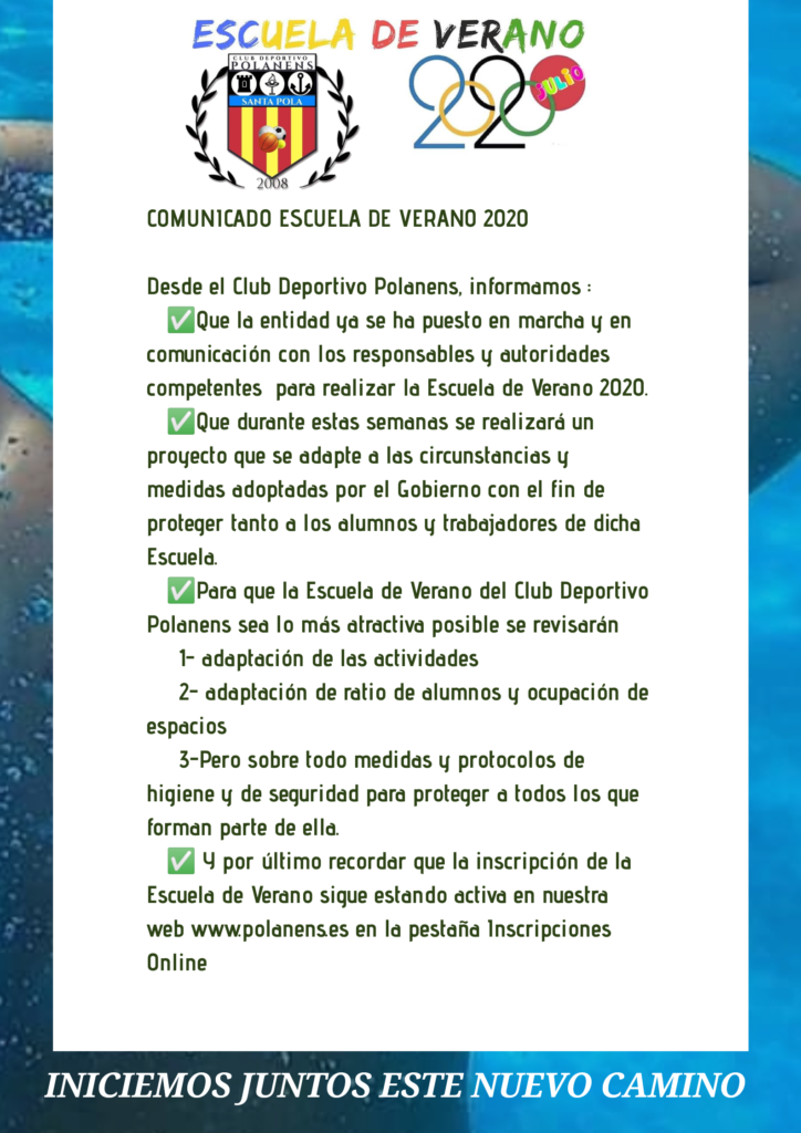 COMUNICADO ESCUELA DE VERANO 2020