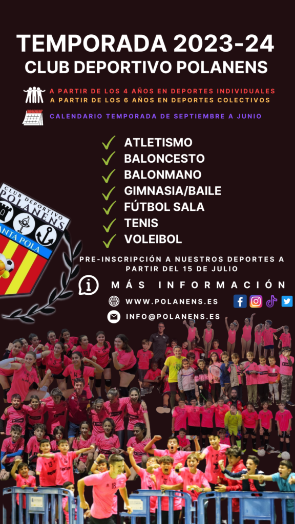 ABIERTAS LAS PLAZAS DE NUESTROS DEPORTES PARA LA TEMPORADA 23-24