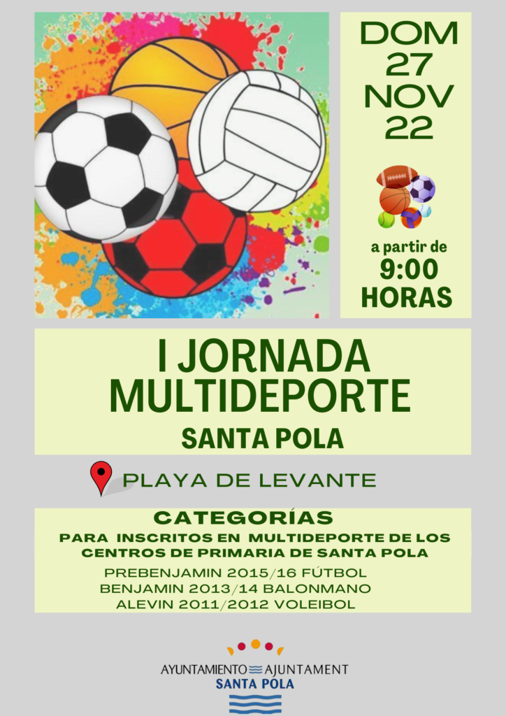 PRIMERA JORNADA/CONCENTRACIÓN MULTIDEPORTE ESCOLAR 27 DE NOVIEMBRE EN LA PLAYA DE LEVANTE