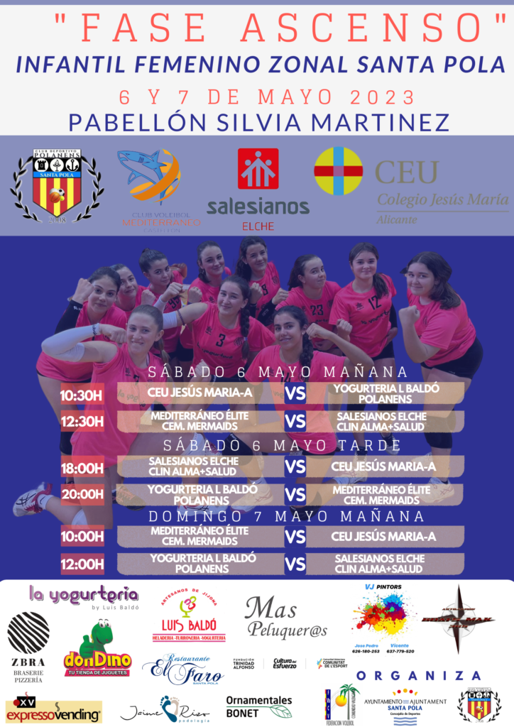 Santa Pola será la sede del sector de ascenso a preferente del equipo infantil femenino de voley Polanens