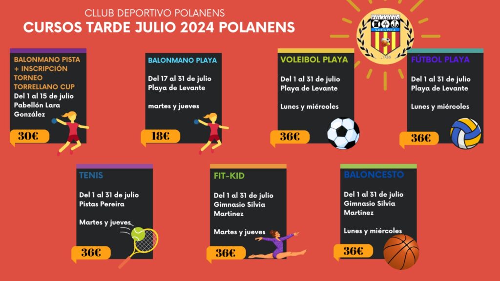 CURSOS TARDE MES DE JULIO 2024