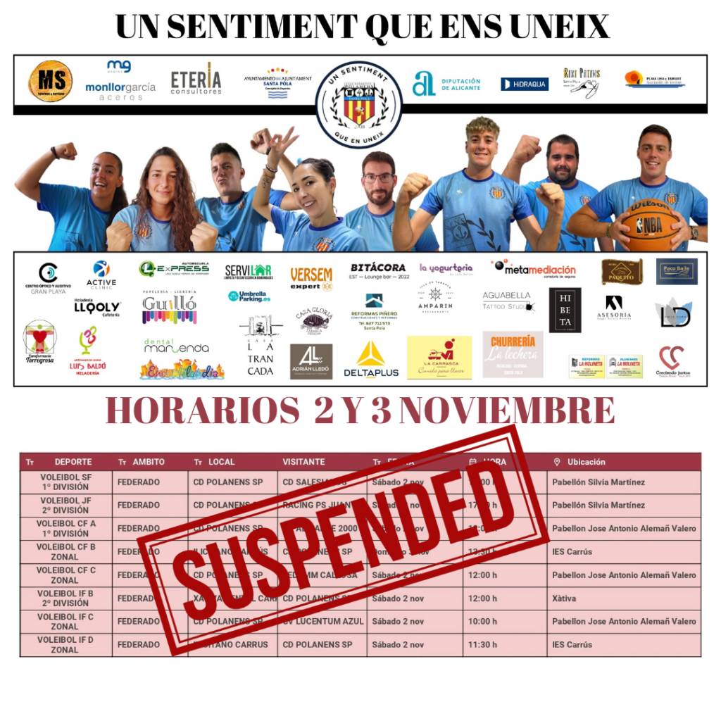 Suspendidos todos los partidos programados para este fin de semana..