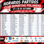 HORARIOS PARTIDOS 17 Y 18 DE OCTUBRE